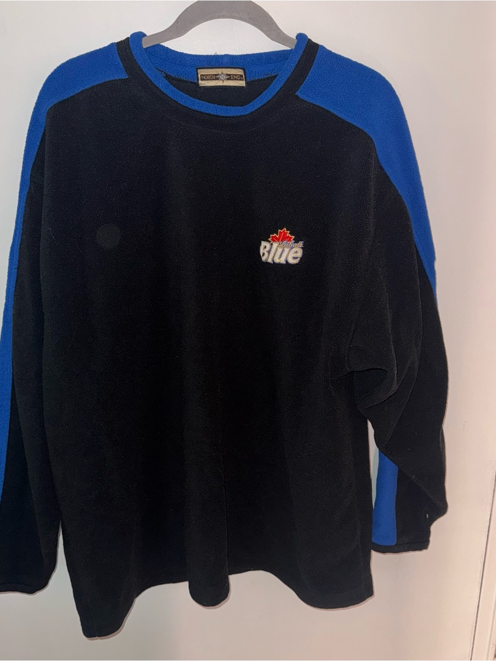 Blue Embroidered Logo Black and Royal Blue Men's Crewneck Sweater